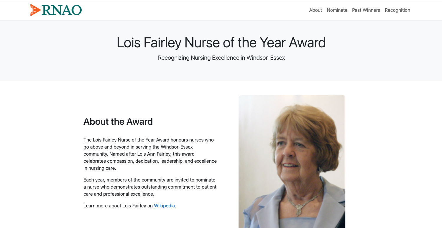 Lois Fairley Nursing Award website